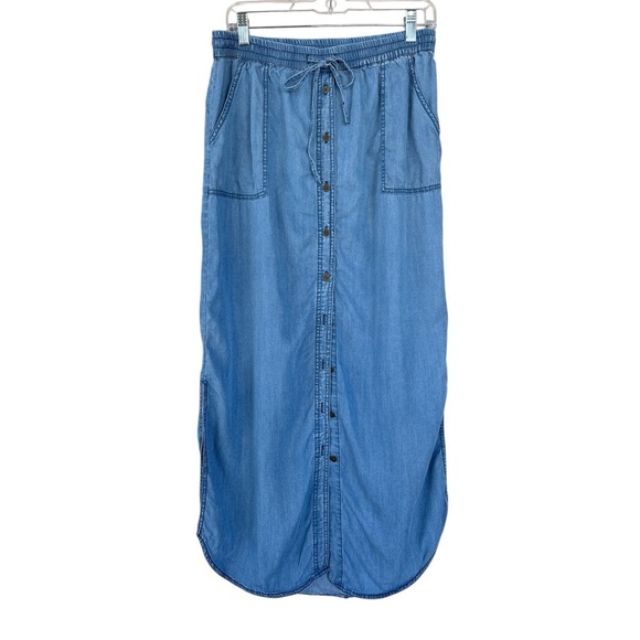 C & C California 100% Lyocell Chambray Maxi Skirt Size Large. - Picture 1 of 5
